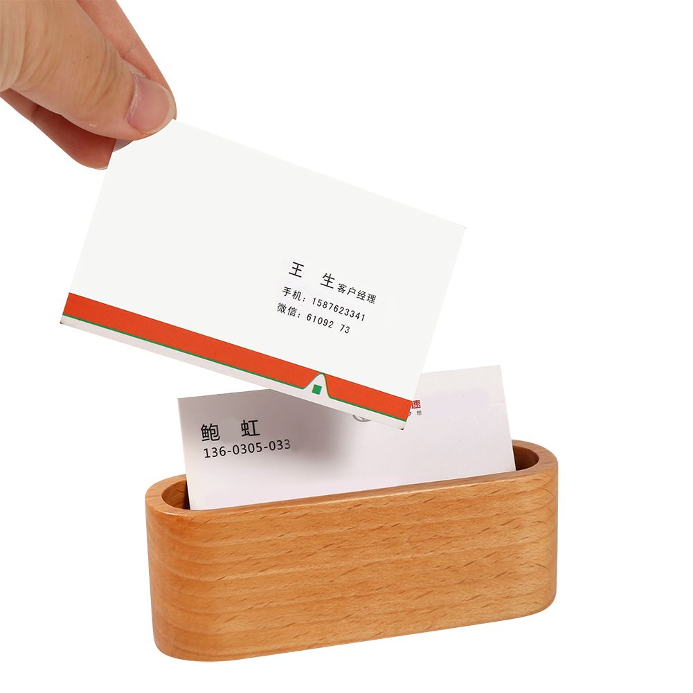 1Pc Creative Wooden Business Card Holder Case Storage Box Organizer Office Desktop Ornaments โ image 4