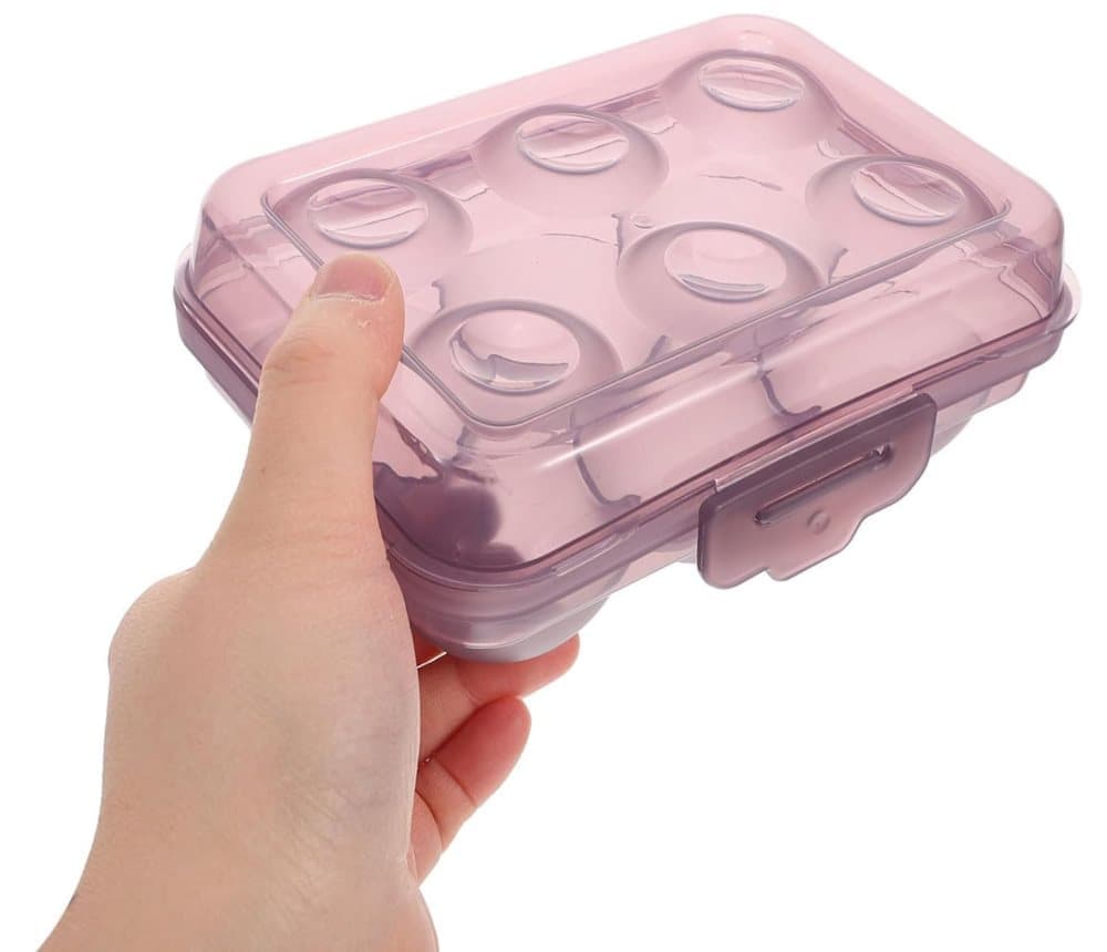 6-Compartment Egg Storage, White Portable Transparent PP Egg Holder for Refrigerator Picnics Hiking, 6 eggs — image 3