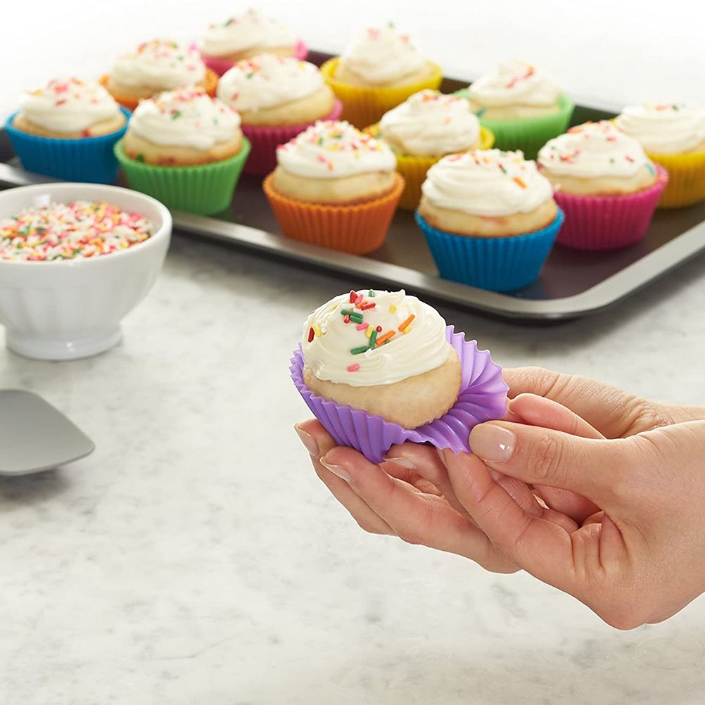 24Pcs Baking Cups Reusable Silicone Cake Cups Non Stick Baking Cups — image 4