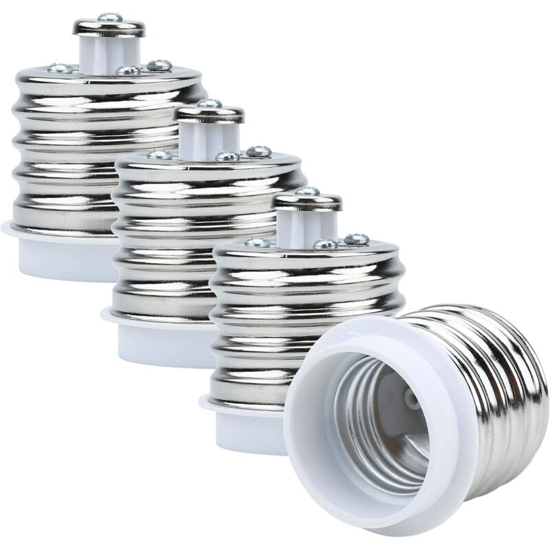 4X Lamp Socket Adapter E40 To E27 In White - 4 pcs Set Reformatting Converters For Lamp Sockets For Incandescent, LED