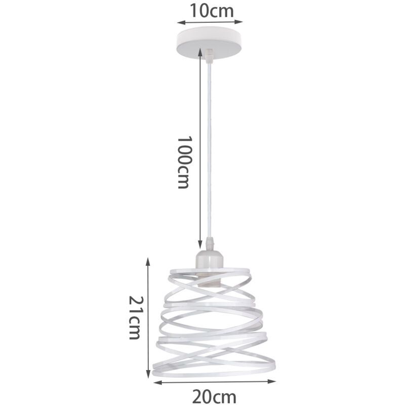 Vintage Metal Cage Pendant Light E27 Retro Industrial Ceiling Light White — image 2