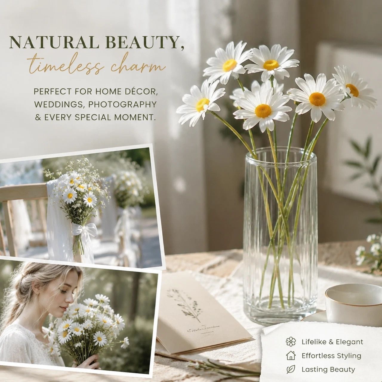 Sunshine Australian Patio Artificial Chamomile, Soft Floral Ornament For Wedding & Hotel 50 pcs — image 2