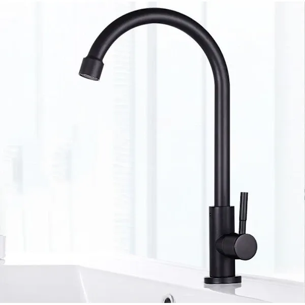Kitchen Faucet Single Hole Bathroom Water Faucet Swivel Cold Water Faucet, durable and practical material, 360 Degree Rotation, Black Finish โ image 2