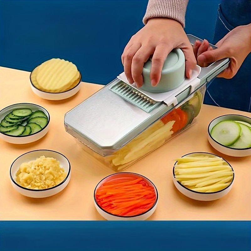 Green Vegetable Slicer 6-Piece Set Kitchen Tool Meal Prep Vegetable Cutting Durable — image 2