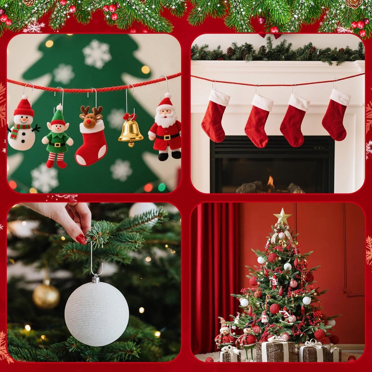 100 pieces Christmas decoration hooks - ornament hangers, Christmas hooks for ornaments - small metal wire ornament hooks hangers anchors - for Christmas tree — image 3