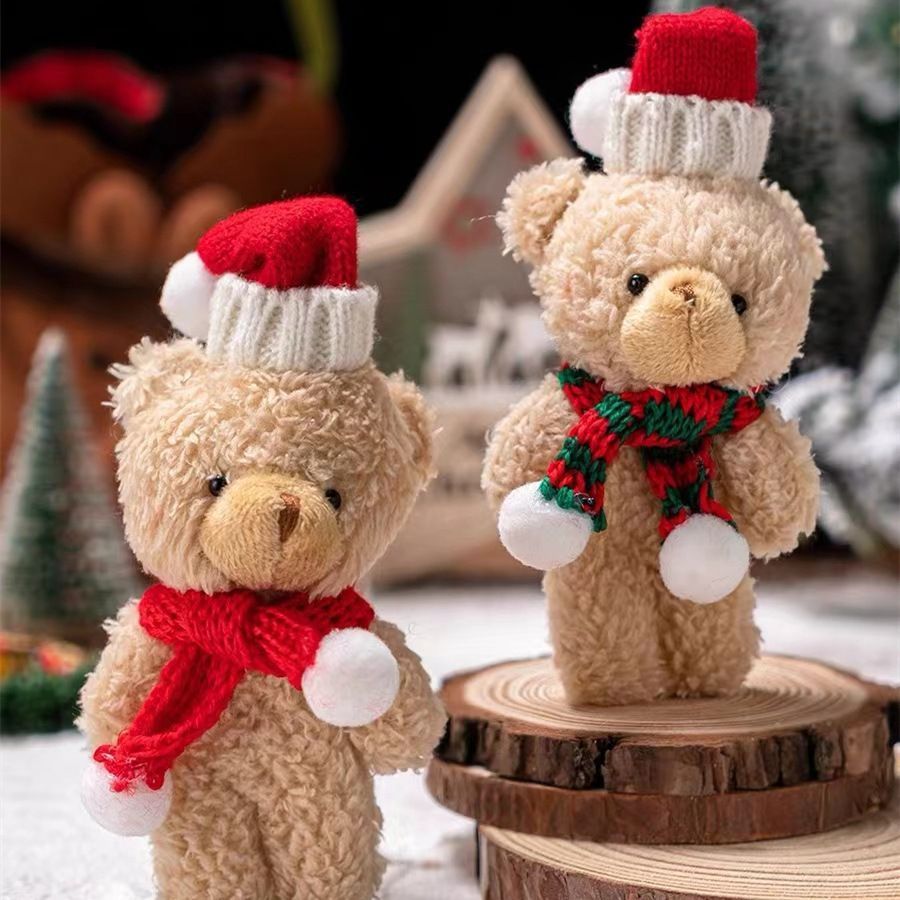 White Fluffy Christmas Bear Style B with Red Scarf, Delicate Tabletop Ornament for Xmas Tree Embellishment and Handmade Holiday Gifts ā image 4