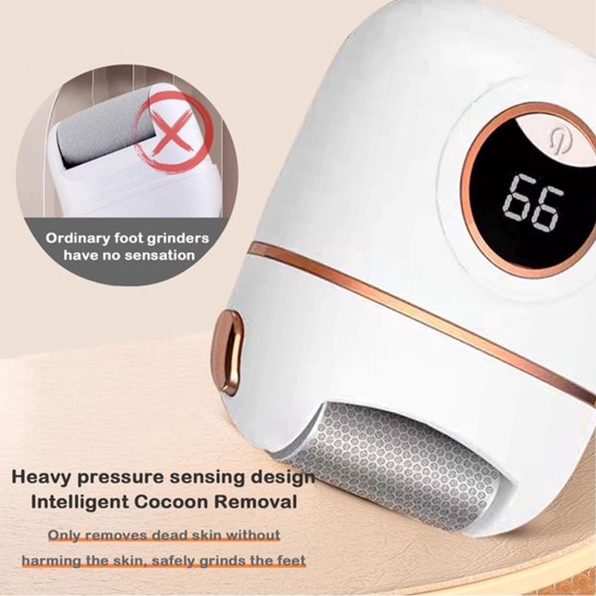 Electric Foot File - Removes Calluses and Dead Skin - Powerful Exfoliation - Built-in LED Light - Regenerative Exfoliation - Removes Calluses and Hard Skin — image 4
