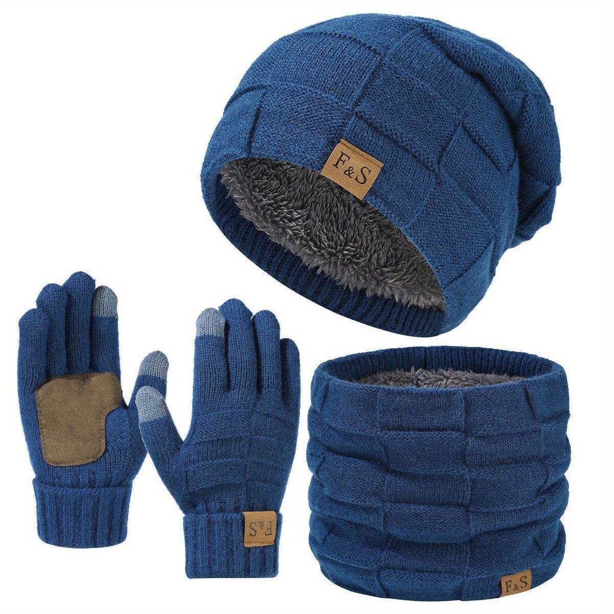 Men'S Winter Hat Men'S Gloves Men'S Scarf Winter Hat And Gloves Set Men'S - Blue - Size L โ image 6