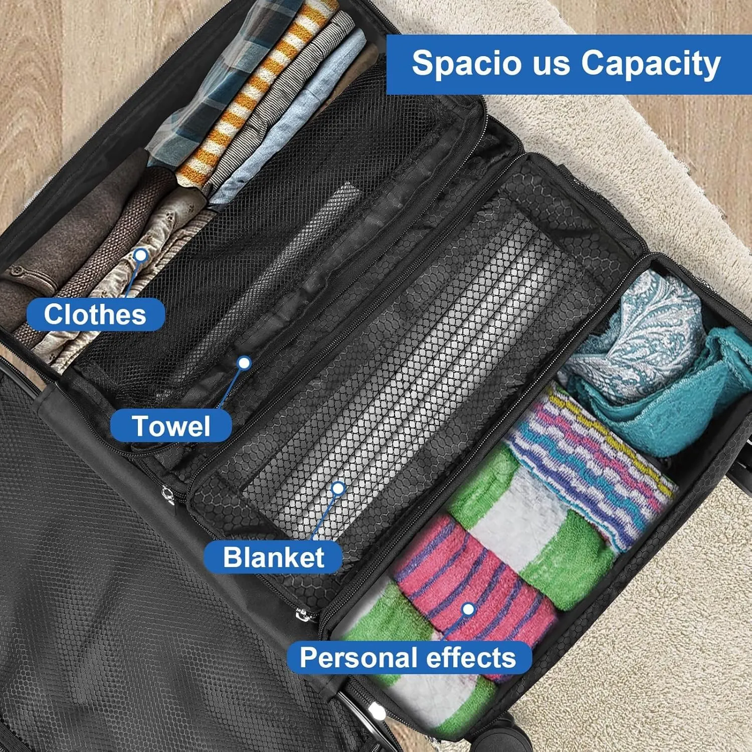 Suitcase Organizer Travel Bags Organizer for Luggage Compression Hanging Packing Cubes for Travel Carry on Closet (Bag Only)black — image 4