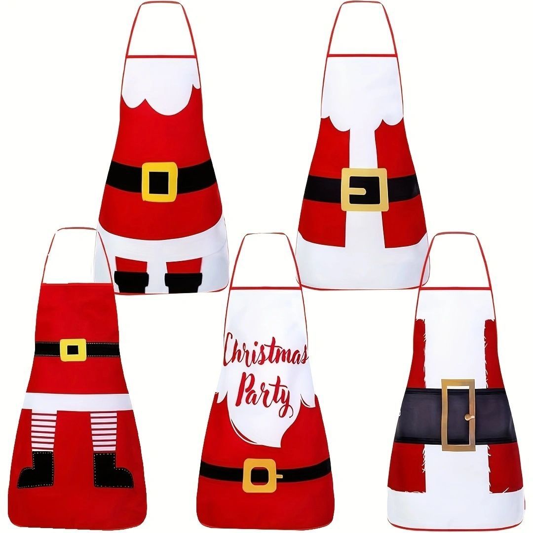 Christmas apron, waterproof apron, oil-resistant apron, festive kitchen decor, holiday cooking apron, Santa apron, snowman apron, reindeer โ image 2