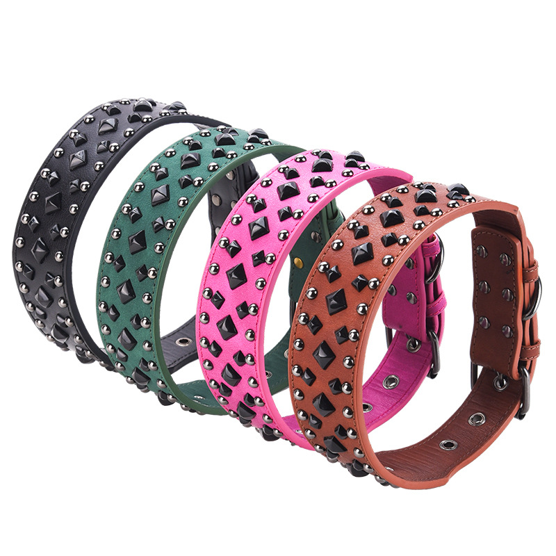 Size L Pink 1 pack Stylish PU Leather Dog Collar with Spikes - Adjustable, Durable & Comfortable for Medium to Large Breeds — image 4
