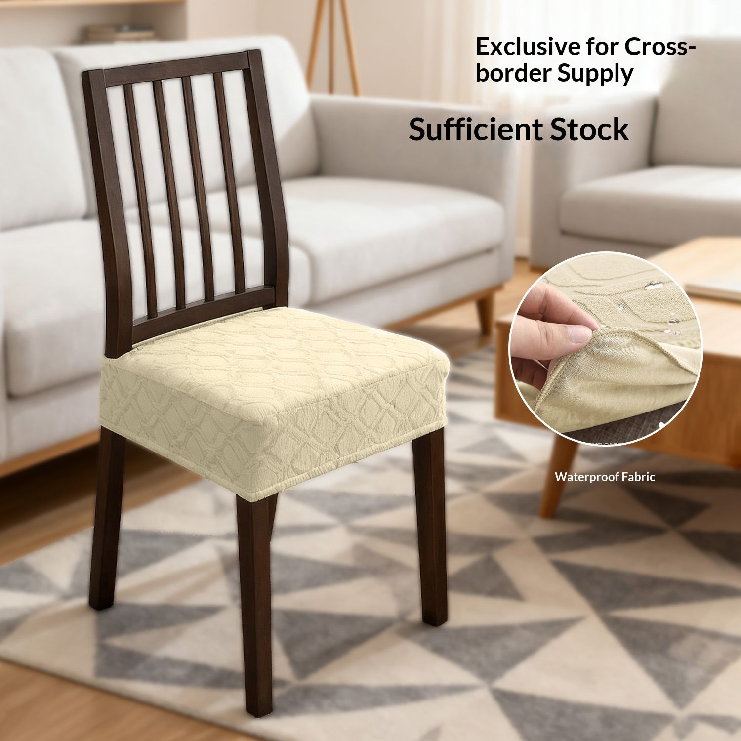 Stretch Dining Chair Seat Covers Set of 4, Soft Removable Washable Seat Covers for Dining Chairs, Dining Room Seat Cover Protector ( Beige) โ image 2