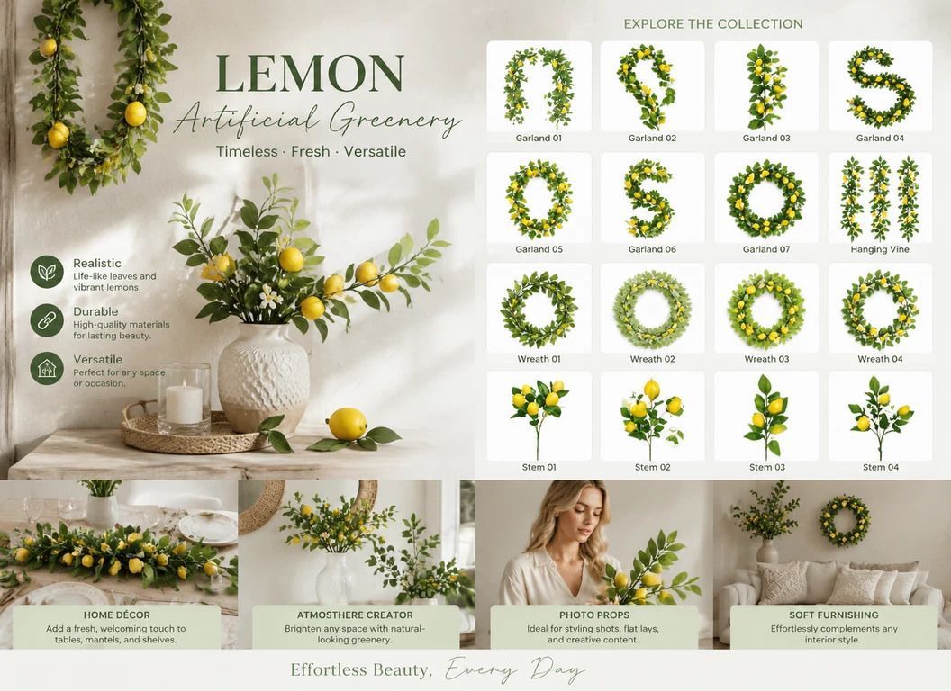 Willow Leaf Faux Lemon Vine Indoor Wall Greenery 2 Pack — image 3