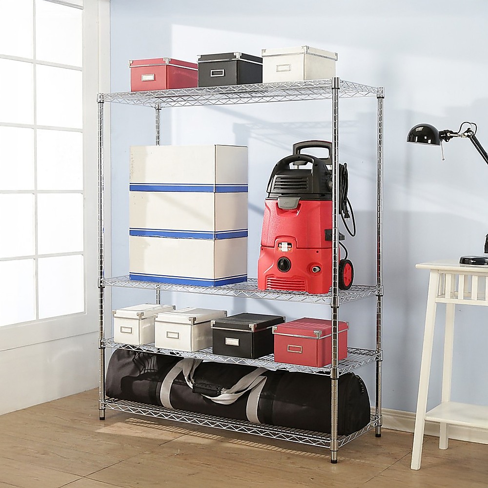 Modular Wire Storage 150x35cm Steel Shelving Chrome With Fixed Legs For Garage Warehouse Or Kitchen Organisation โ image 2