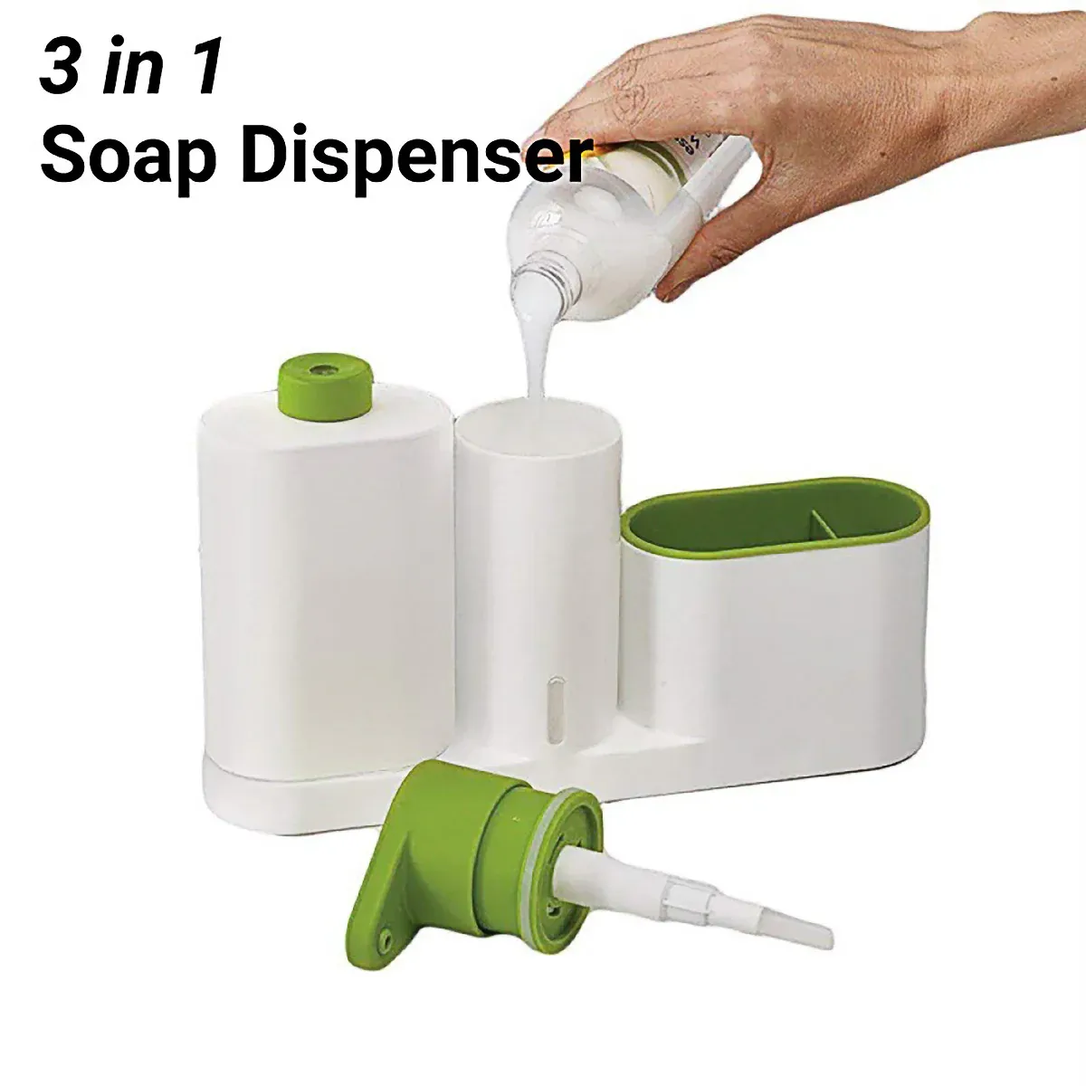 2/3 in 1 Soap Dispenser Organizer Hand Sanitizer Detergent Holder Bathroom Rack - 3-Green — image 3