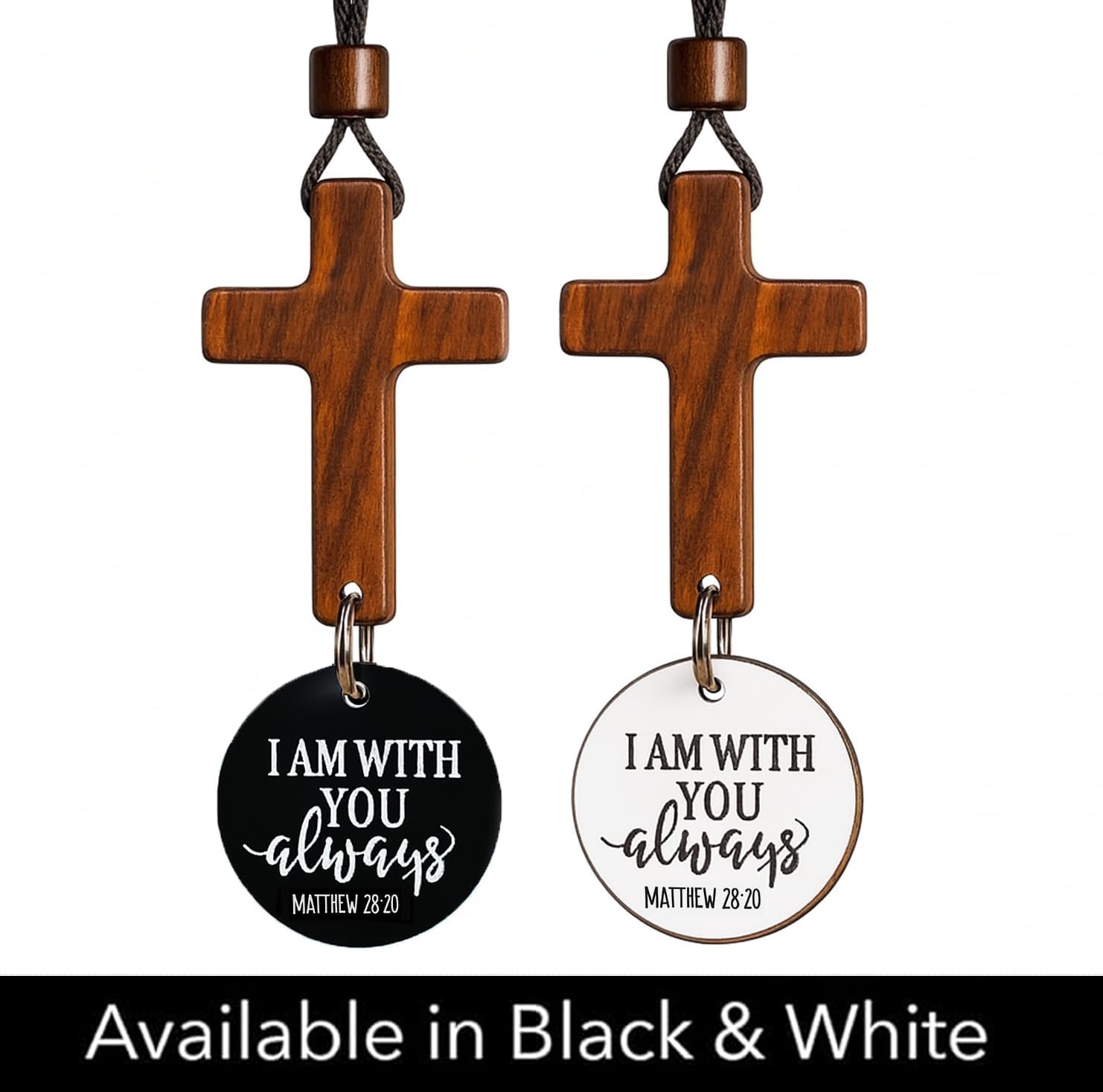 Daily Bible Verse Rearview Mirror Cross Ornament – Daily Scripture Car Pendant Cross with "I Am with You Always" Medallion (White) — image 5