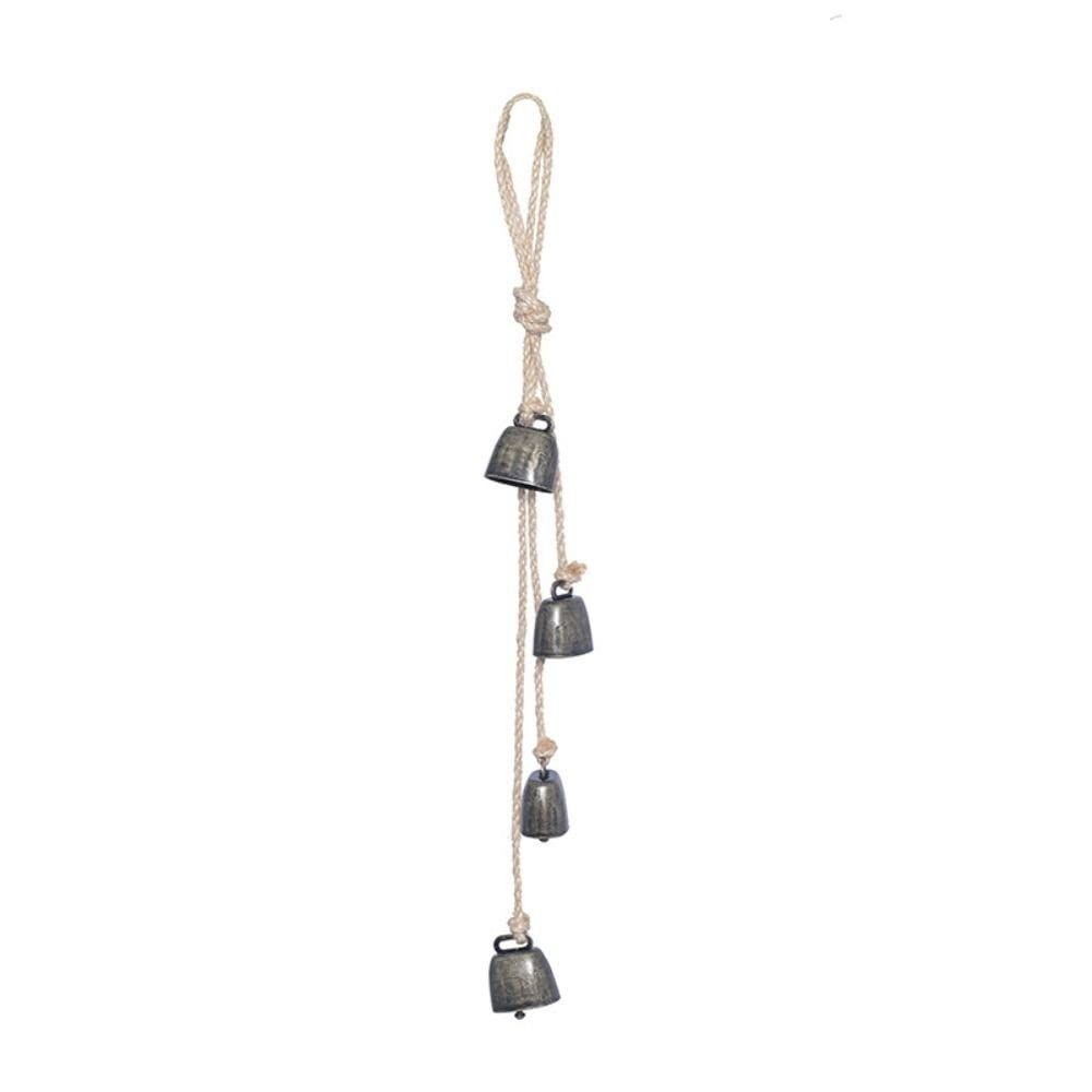 3pc Iron Wrought Bell Chime Handmade Brass Finish Wall Hanging Rope Bell