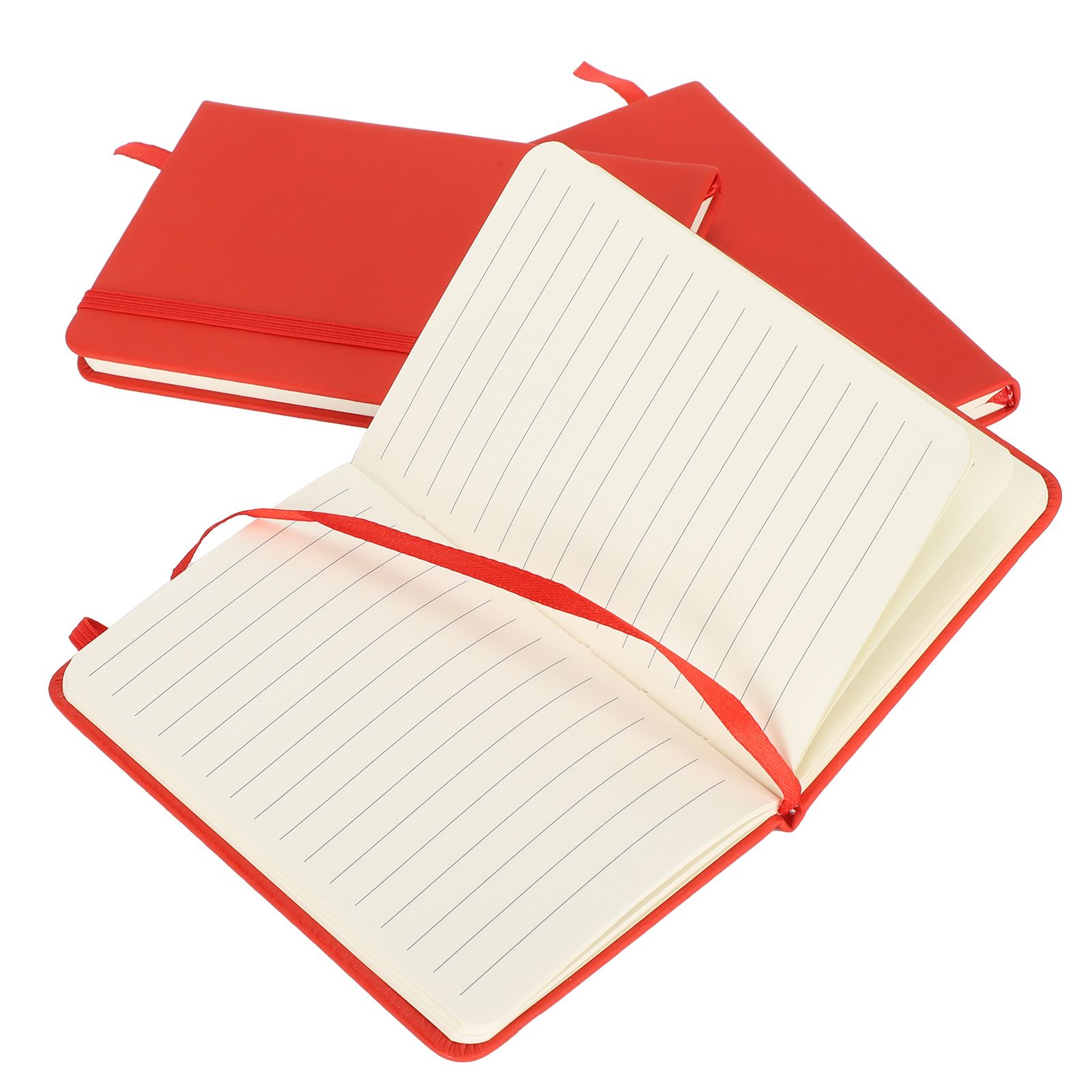 3Pcs PU A6 Business Notepad Hardcover Strap Notebook Diary Stationery Office School SuppliesRed — image 6