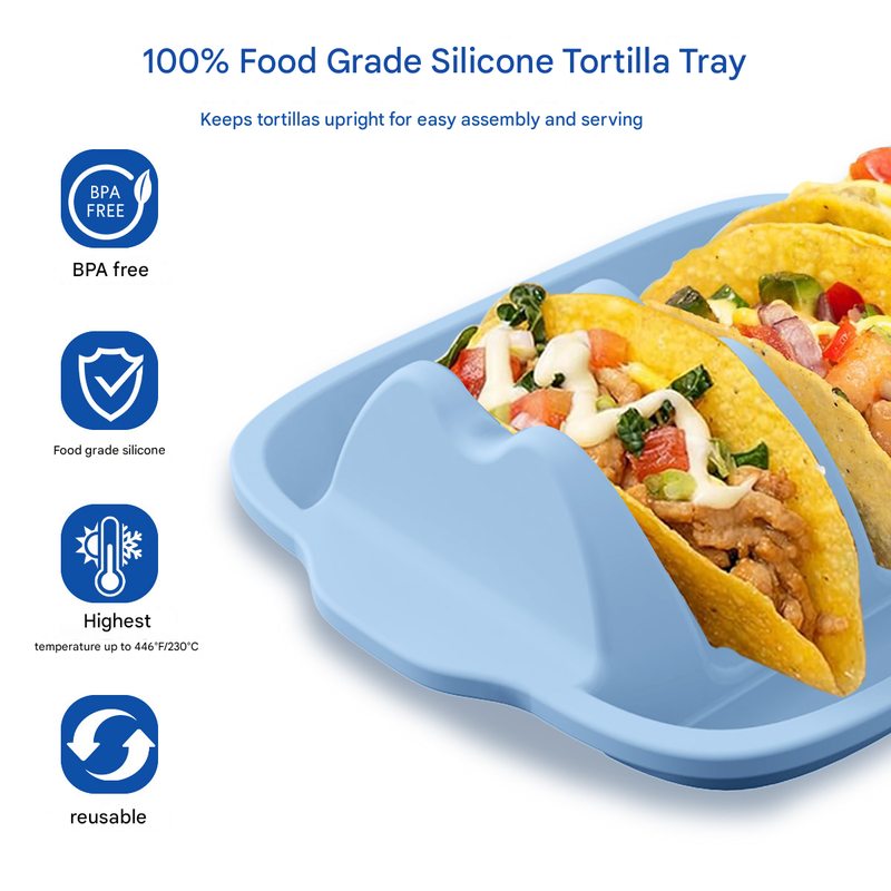 Pink Silicone Taco Holder Tray - Creative Non-Slip Corn Taco Serving Rack with 4 Compartments โ image 3