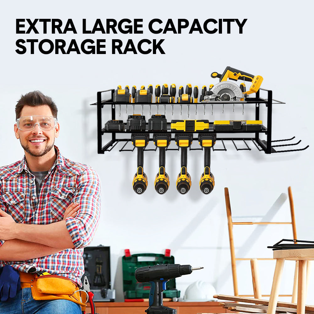 Power Tool Organizer Wall Mount 7 Drill Holder 3 Layer Heavy Duty Metal for Drill Plier Hammer Rack Suitable for Workshop Garage โ image 3