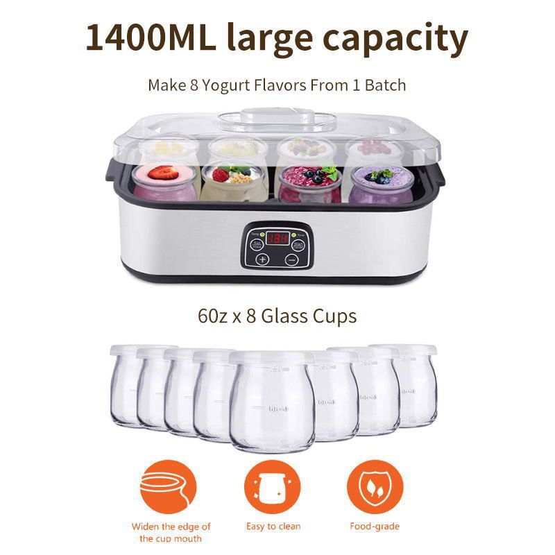 Eight-cup home yogurt maker, homemade with no additives, enjoy healthy deliciousness and freedom — image 4