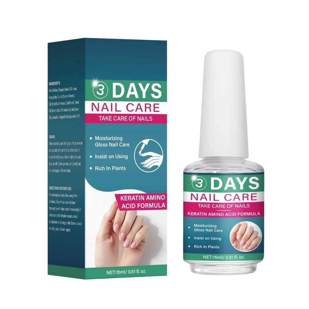 3 Days Nail Care Formula with Keratin Amino Acid & Aloe for Superior Nail, Strengthening and Hydration, for Dry, Weak & Fragile Nails, 16ml/0.51oz (1PC)