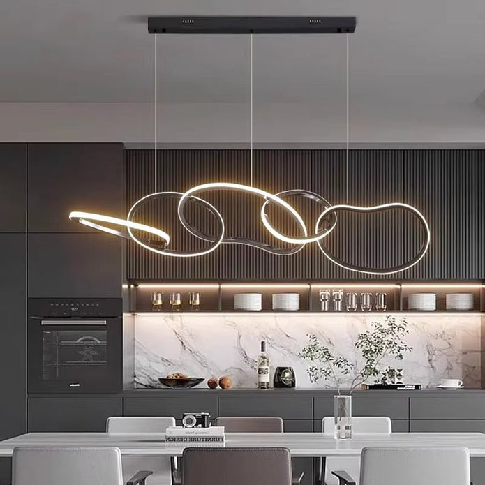 BAMDECOR A24126 Nordic Minimalist LED Pendant Light Adjustable Modern Ring Chandelier for Dining Room and Bar (Black) 1.2 Meters — image 2