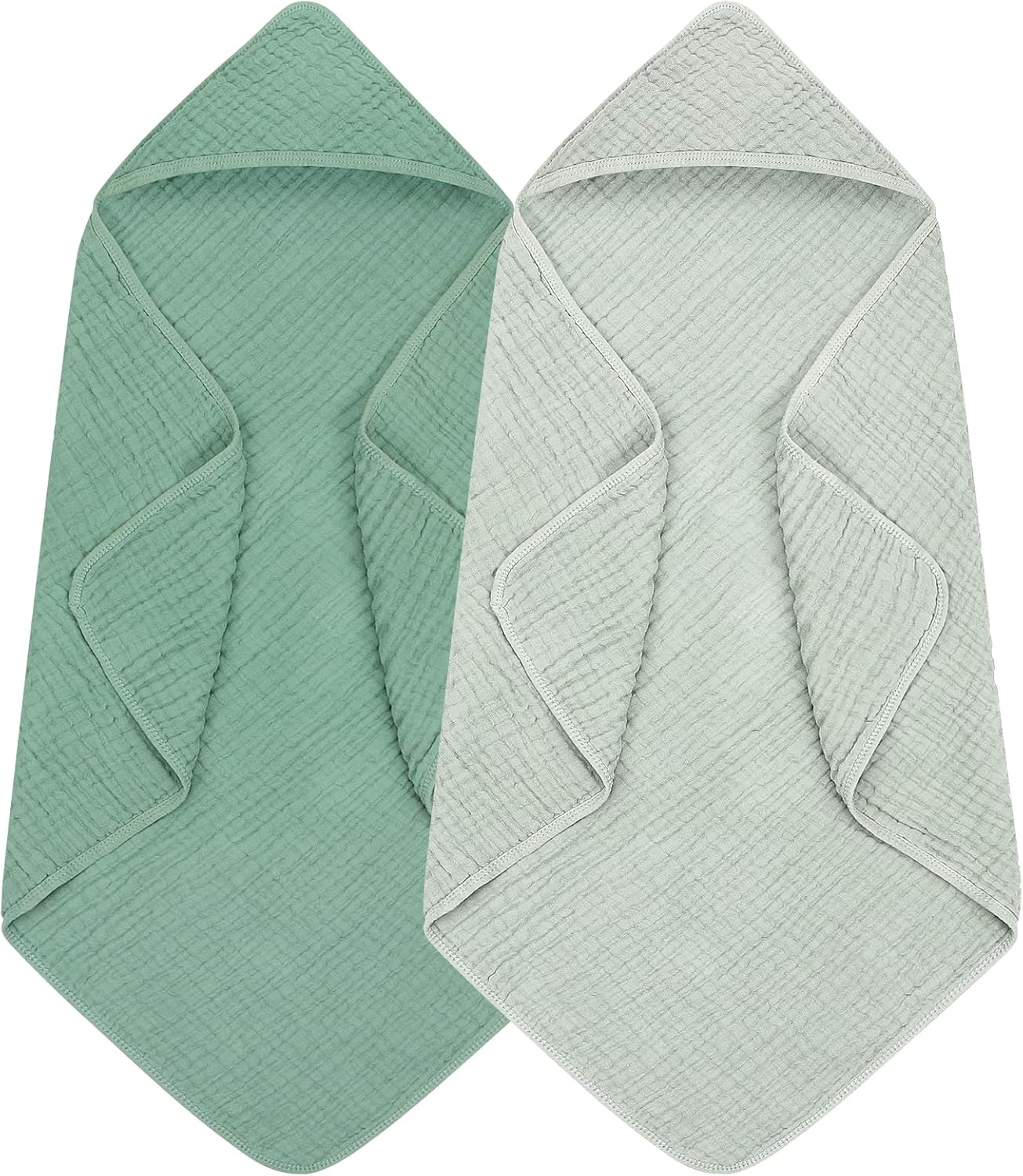 2 Pack Hooded Baby Towels, 100% Muslin Cotton Bath Towel for Babies, Newborn, Infant and Toddler, Absorbent Soft Baby Bath Towel with Hood, Boy and Girl Bath