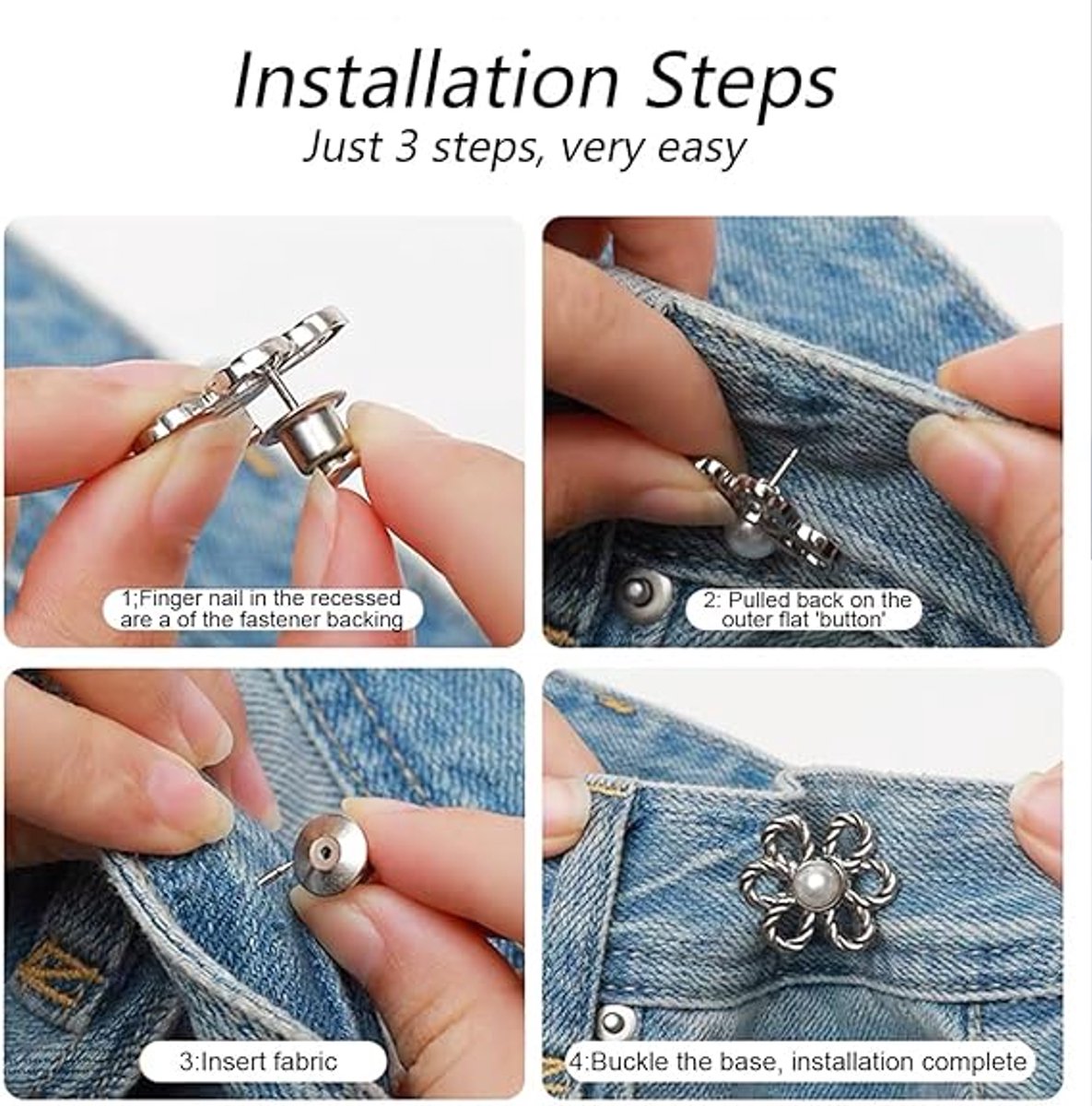 8 Pieces - Trouser Reducer - Waist Stretcher Set - Pins - Waist Extender - Jeans Shortening Buttons - Adjustable Button - Tightening Button - Tightener Buttons — image 3