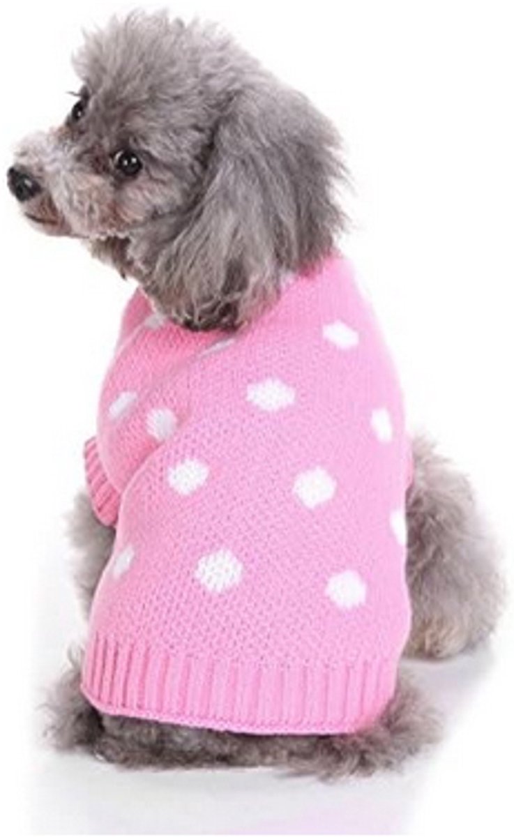 Dog Sweater - Classic Dog Sweater - Polka Dot Knit Sweater - Dog Coat - Puppy Clothes - Autumn and Winter Dog Clothes - Pink - Size L - Perfect for โ image 5