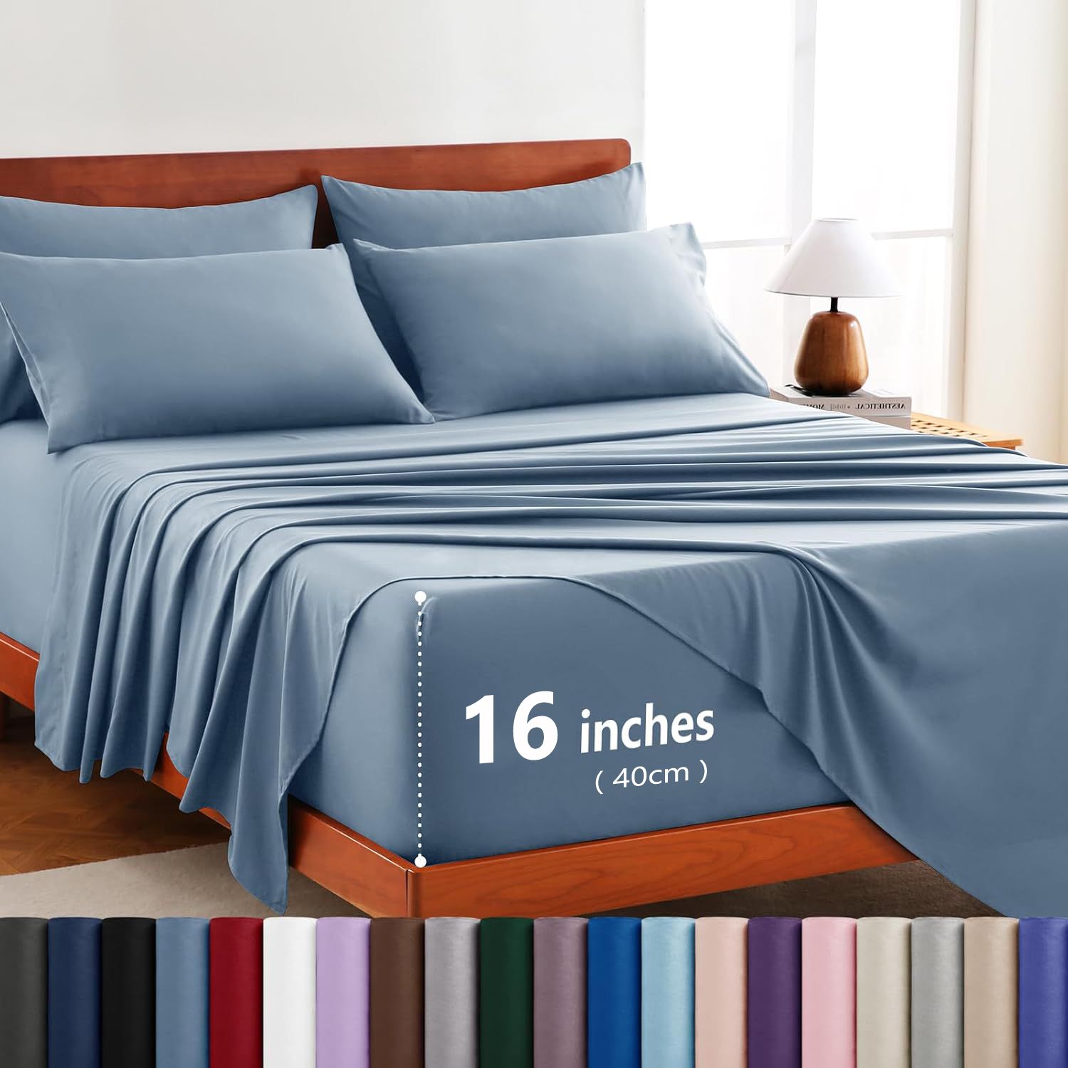 Hotel Soft Bed Sheet Set- Bedding Sheets & Pillowcases -Breathable Bedding - Wrinkle, Fade, Stain Resistant-Deep Pocket Flat Fitted Bed Sheet Set(Ocean,King