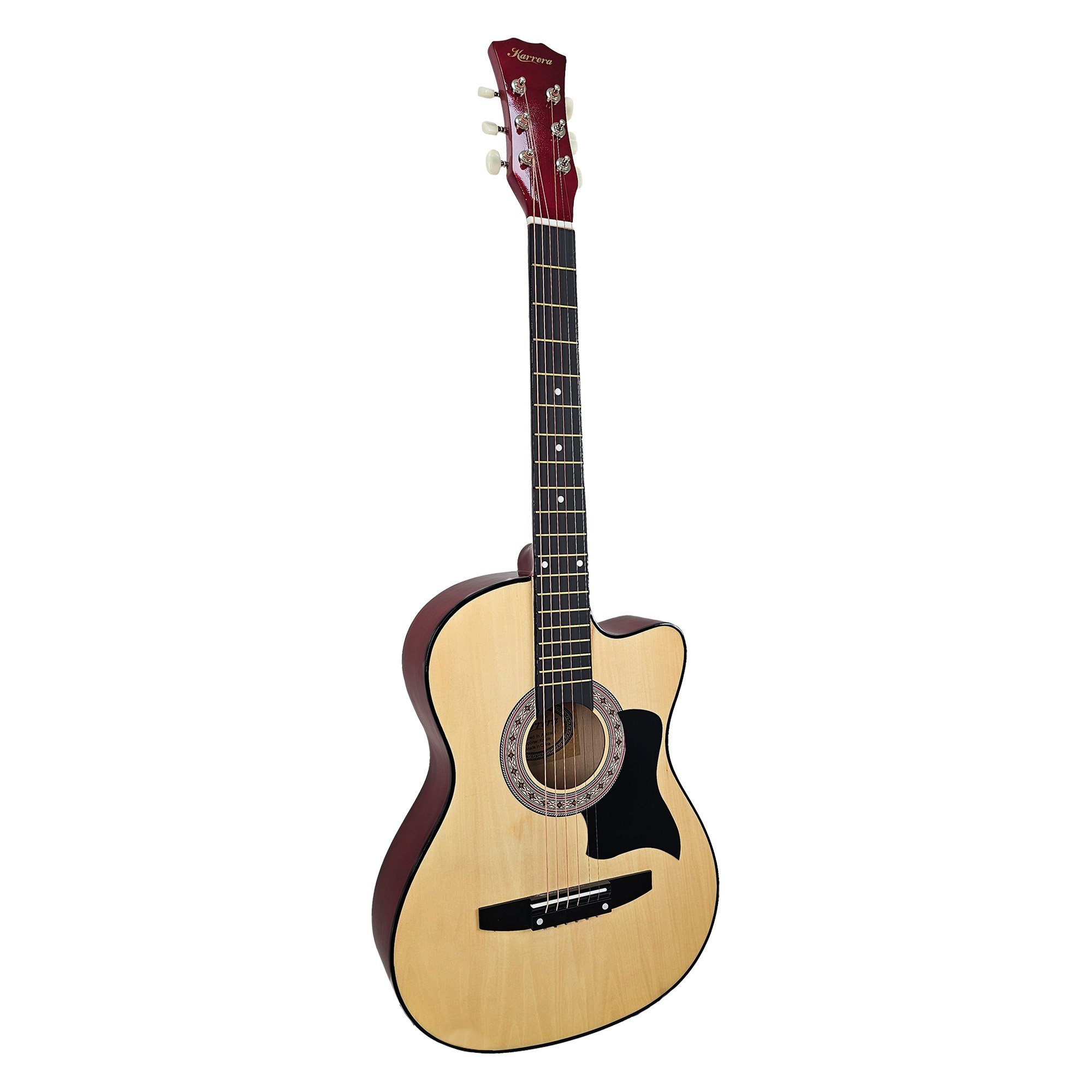 Karrera 38in Cutaway Acoustic Guitar with guitar bag - Natural — image 2