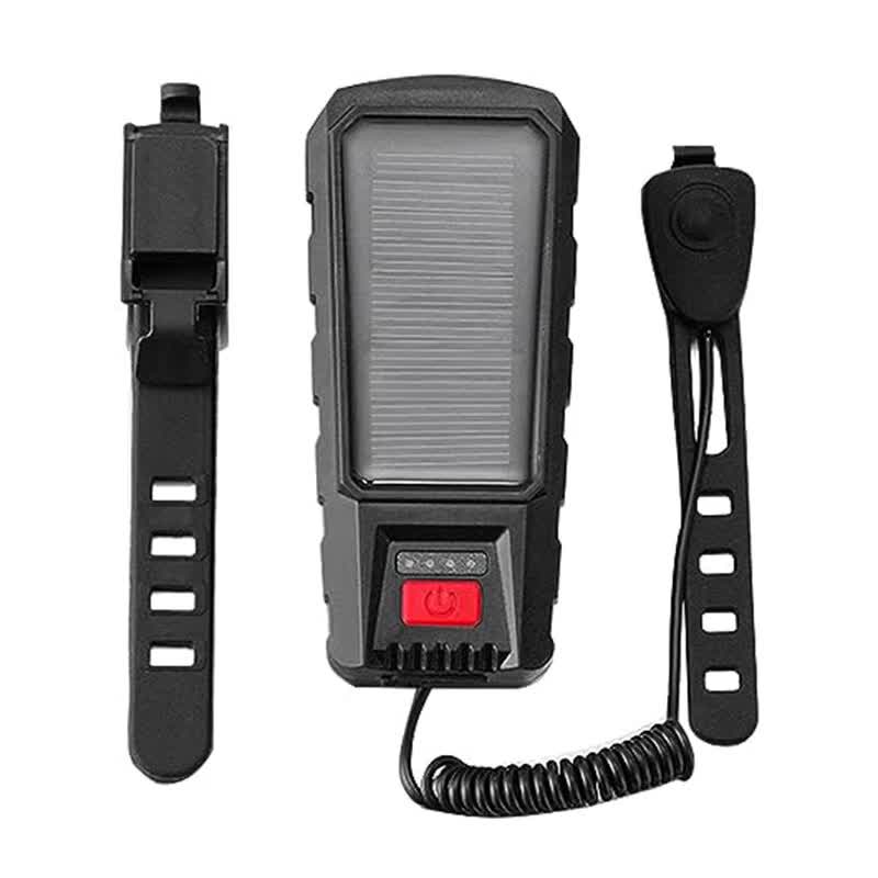 Solar and USB Rechargeable Bicycle Front Light with Dual LED Beams and Horn Function for Cycling, Commuting and Night Riding, Black — image 4
