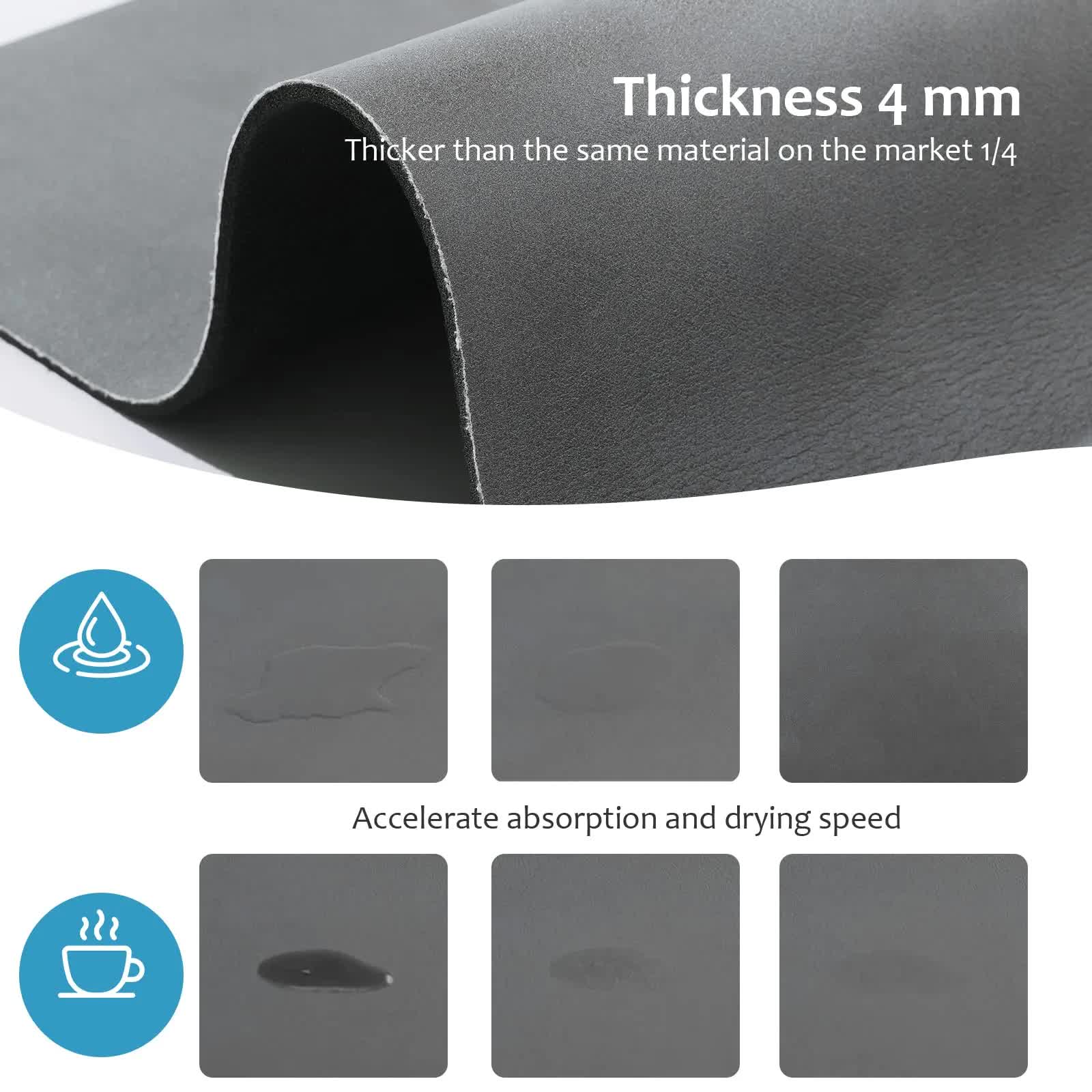 Silver Waterproof Quick-Dry Kitchen Mat - Non-Slip Rubber Base, Absorbent Technology Fabric, 4mm Thick — image 4