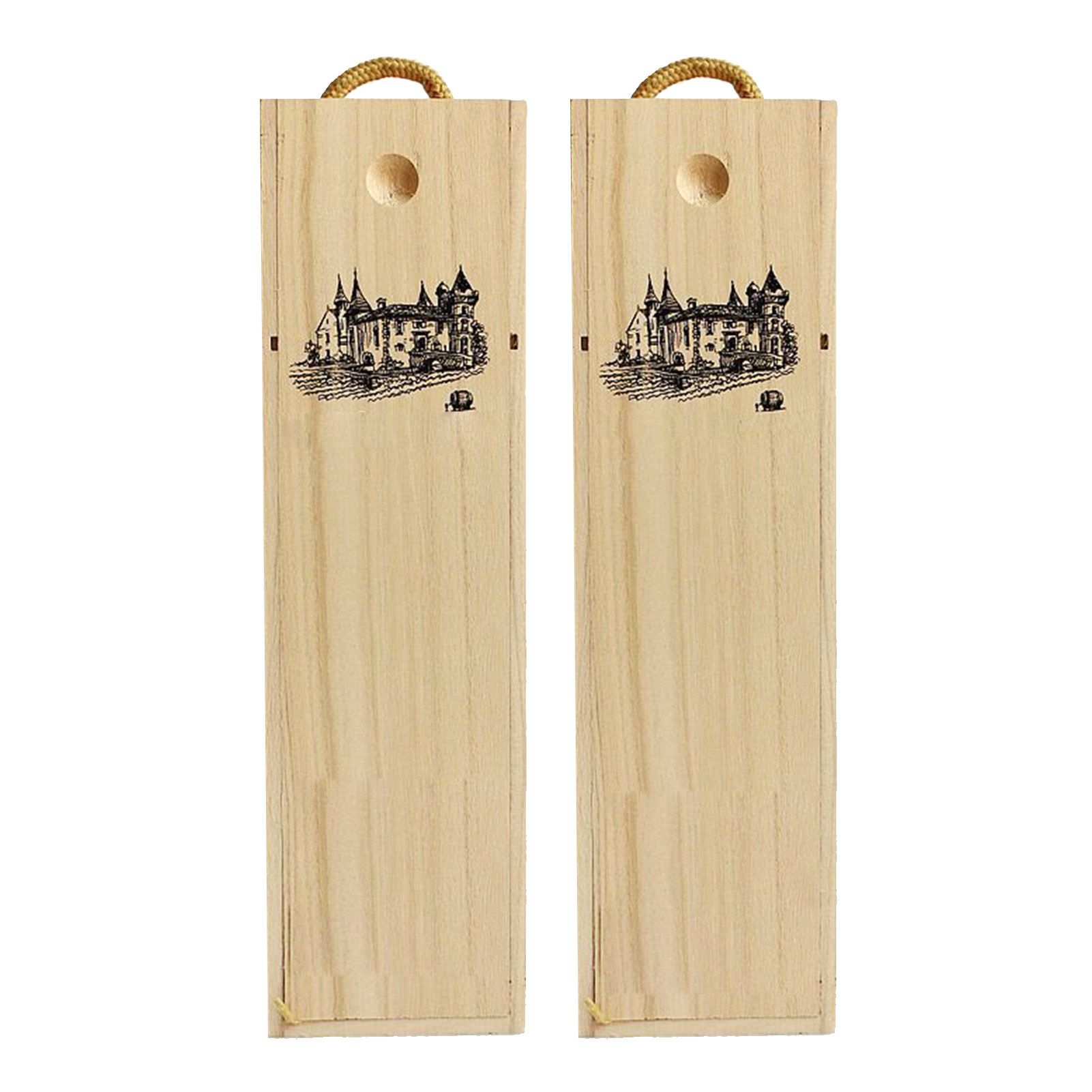 Single Bottle Wooden Wine Box with Lid Decorative Wood Grain Reusable Wine Storage Box — image 2