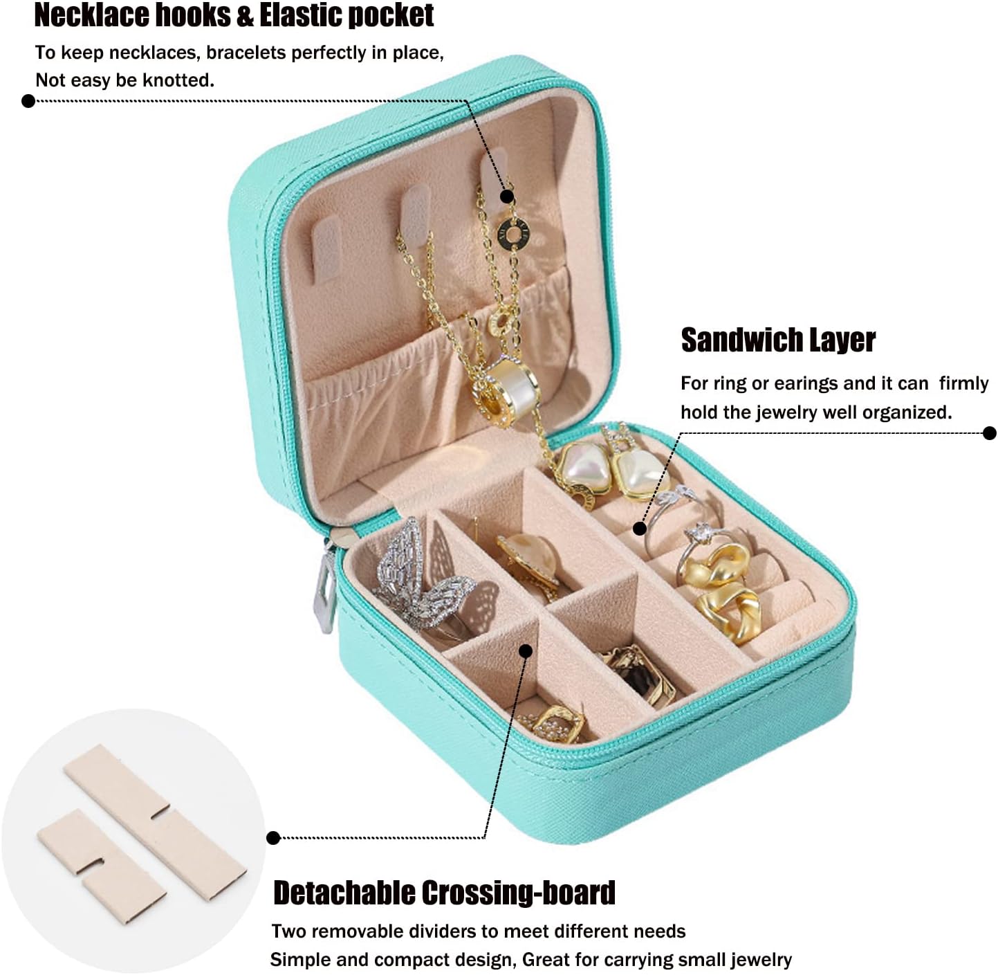 Mini Jewelry Travel Case and 7 Pack Silice Luggage Tag Travel Suitcase Tags with Name ID Card — image 6