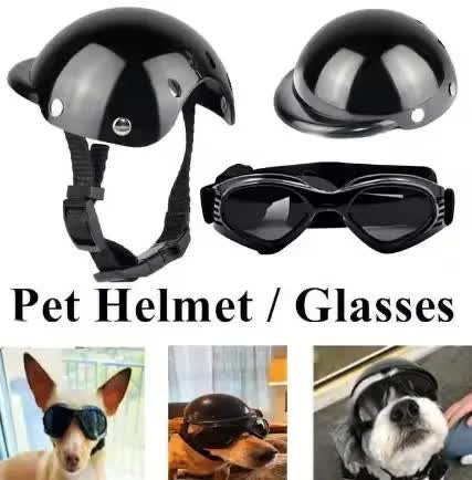 Size M Black Pet Helmet & Goggles Set - Adjustable Safety Gear for Dogs, UV Protection, Durable ABS Material, Stylish Outdoor Accessory โ image 3