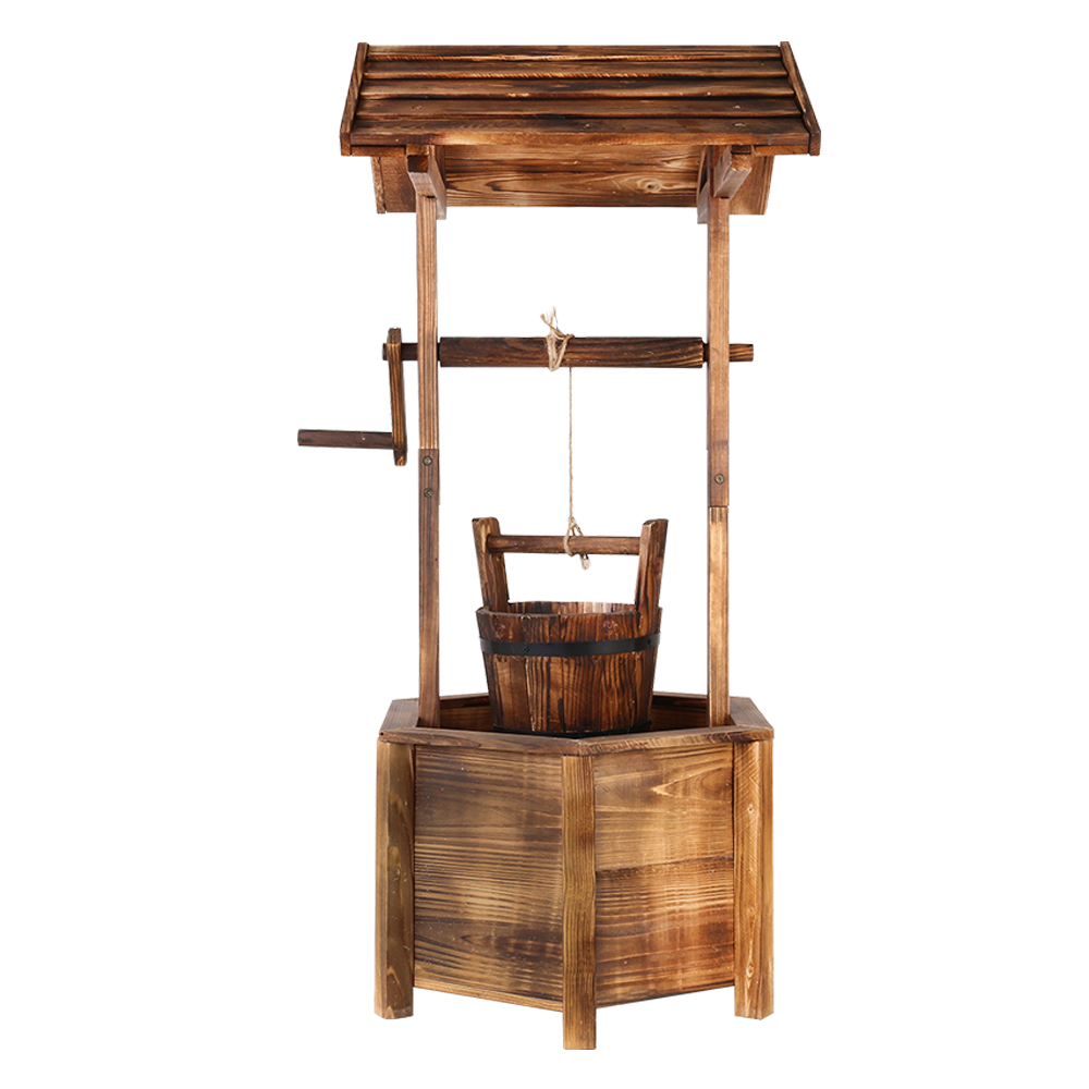 Gardeon Garden Decor Outdoor Ornament Wooden Wishing Well — image 3