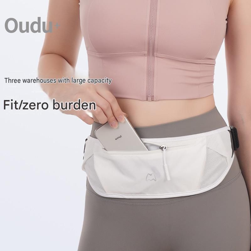 Orange Running Waist Pack—Made of waterproof nylon with an adjustable strap (fits waist sizes 60–110 cm); features a three-pocket design to store a phone and — image 2