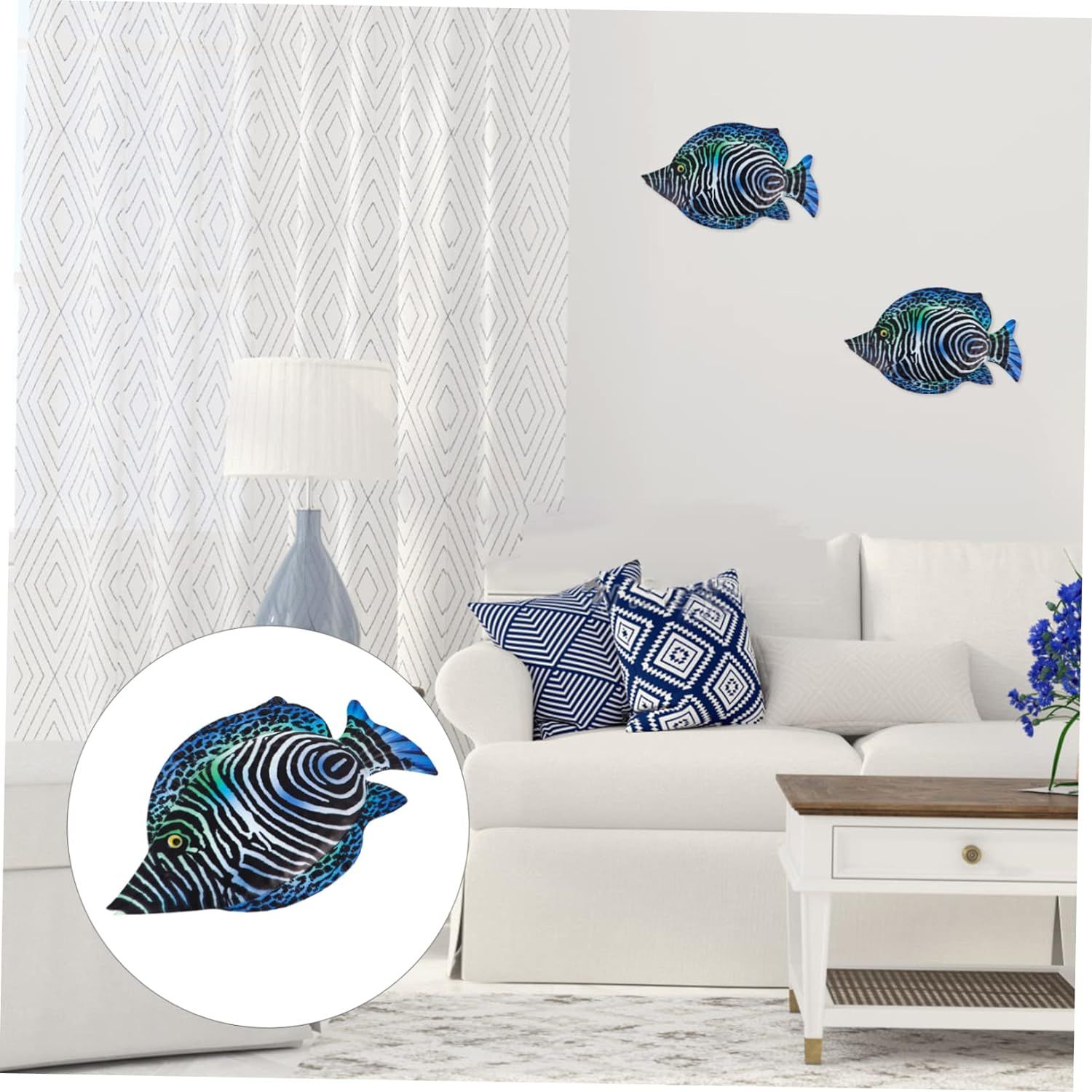 Wrought Iron Fish Wall Hanging Home Decoration House Accessories for Out Door Decor Metal Fish Wall Art Home Decor Wall Art Garden — image 2