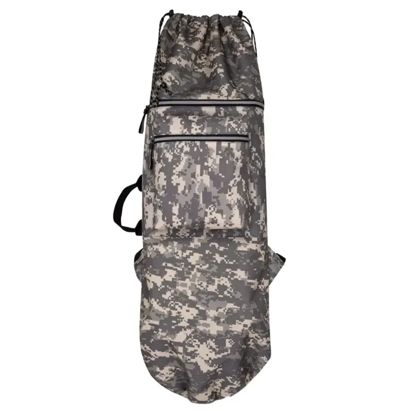 Skateboard Bag Longboards Carrying Case Double Shoulder Backpack Outdoor Travel - Gray Camouflage