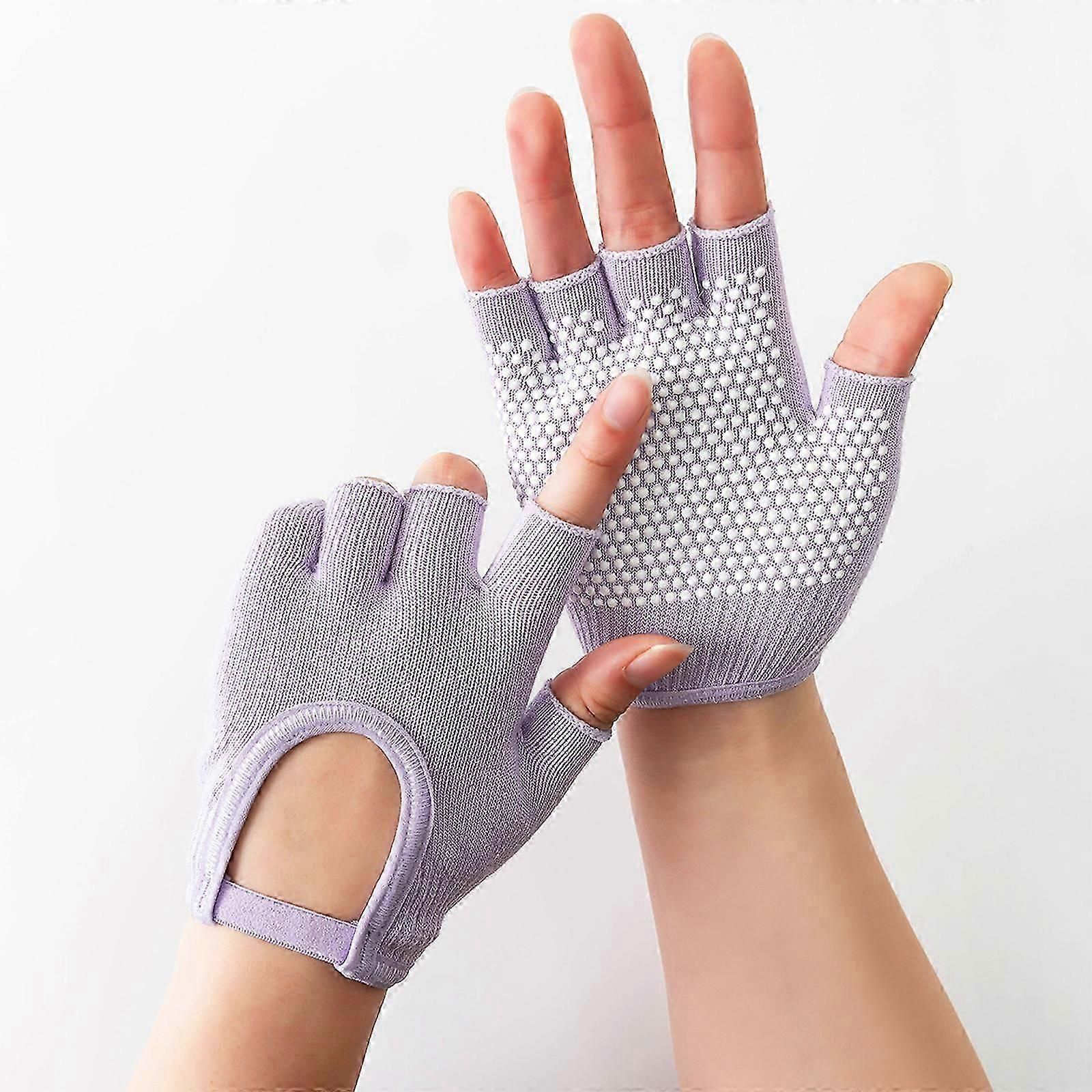 Breathable Half-Finger Pilates Gloves – Non-Slip Gym Gloves for Women, Elastic Cotton Blend Fitness Gloves for Cycling, Dancing & Workout Yellow — image 2