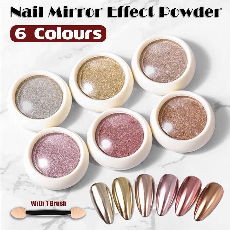 6 Colour Nail Mirror Effect Powder High Pigment Glitter Nail Art Dust Manicure A - 02 — image 2