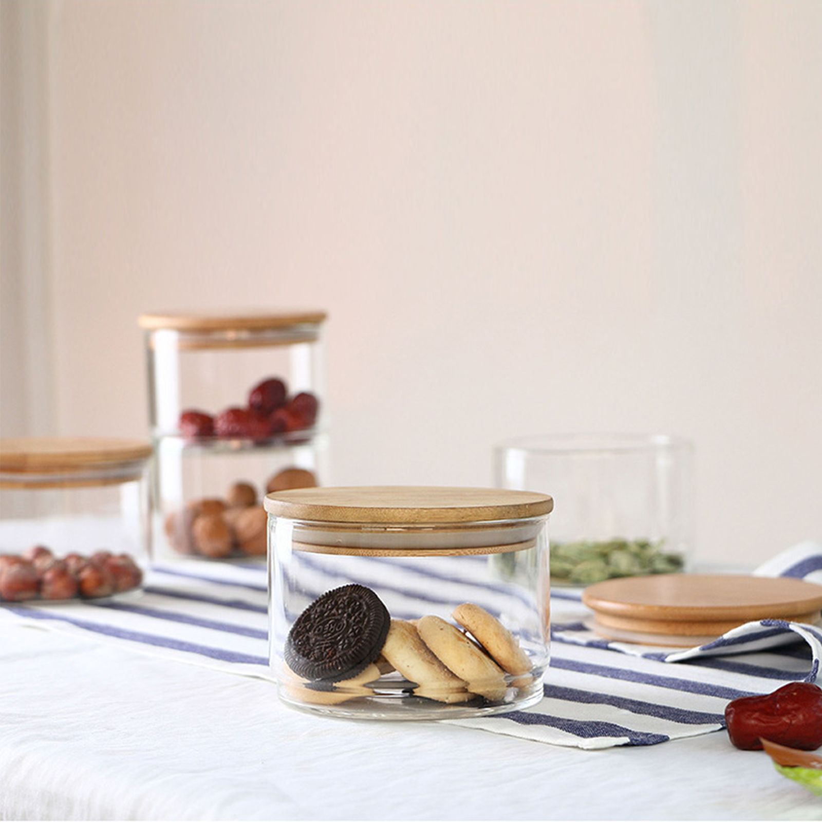 Tiered Glass Storage Jars Snack and Dried Fruit Organizer Glass Salad Bowl with Lid — image 5