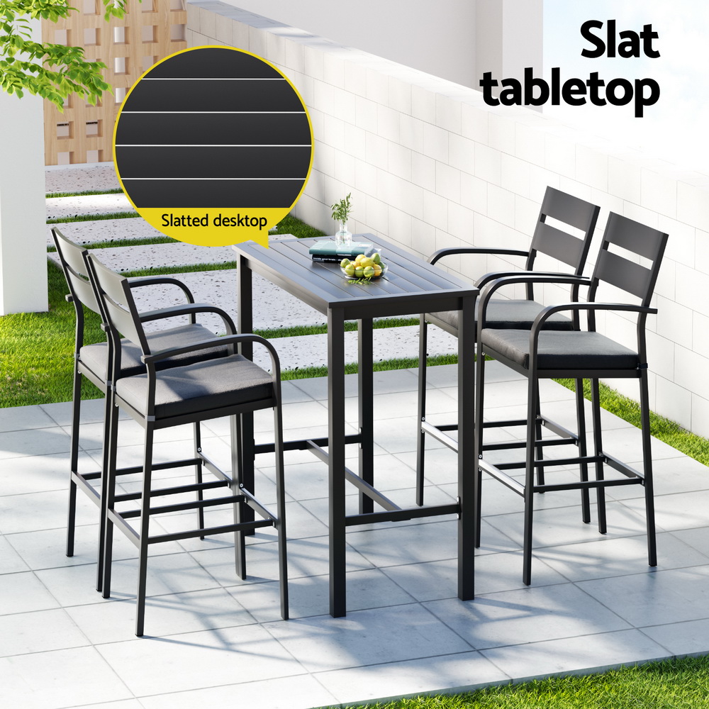 Gardeon Outdoor Bar Set 5-Piece Patio Dining Chairs Aluminium Table Stools — image 6