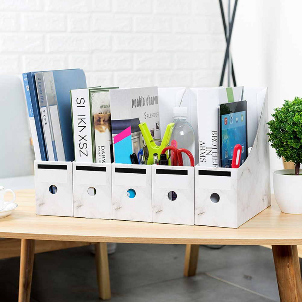 3 pcs Sturdy Cardboard Magazine Holders Folder Holders Magazine Storage Box Desk File Holder โ image 2