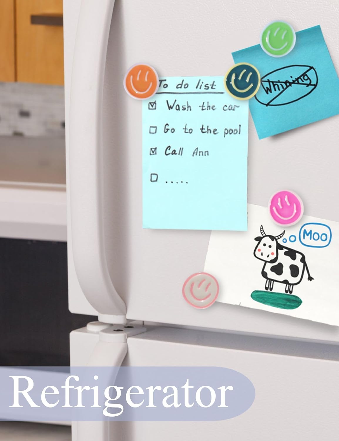 Cute Refrigerator Magnets, Colorful Smile Face Fridge Magnets for Whiteboard Cabinet Locker, Resin Love Heart Decorative Magnets for Classroom — image 4