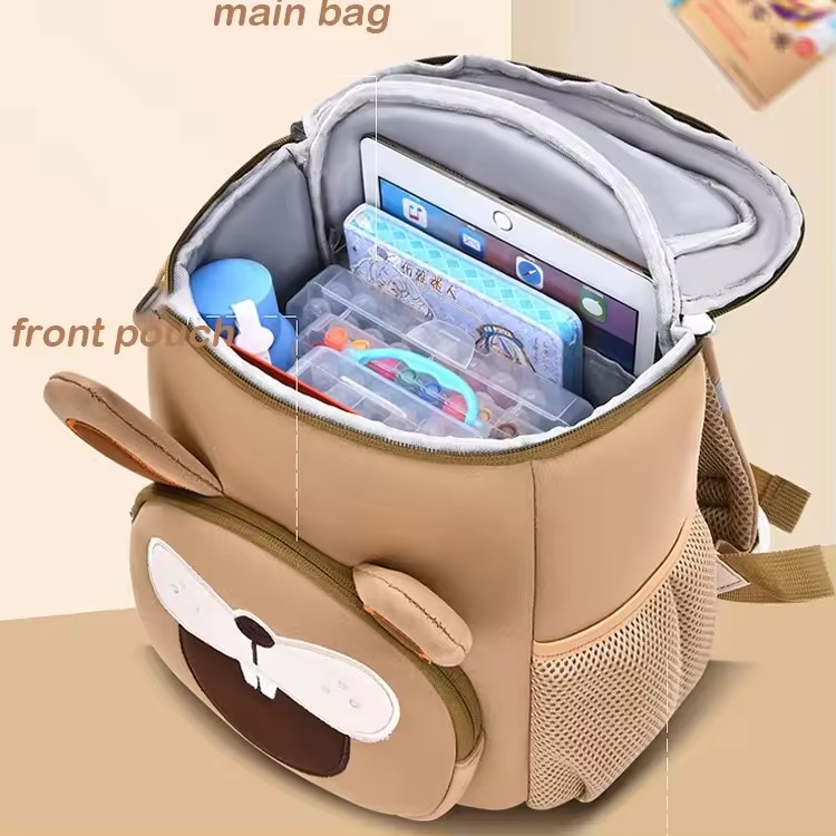 Khaki Rabbit Cute Animal Kids Backpack - Lightweight Toddler School Bag - Soft 3D Cartoon Daypack for Kindergarten & Childcare- Boys Girls Ages 3-6 โ image 3