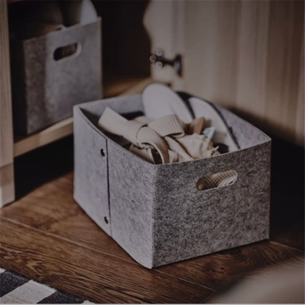 Large Felt Storage Basket with Handles, Open Bin for Shelves, Books, Toys, Laundry & Home Organization (Gray) — image 2