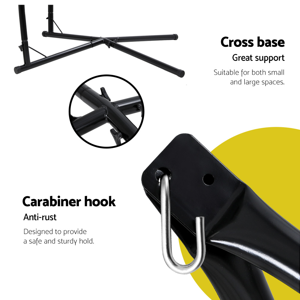 Gardeon Hammock Chair with Steel Stand Armrest Outdoor Hanging Grey — image 6